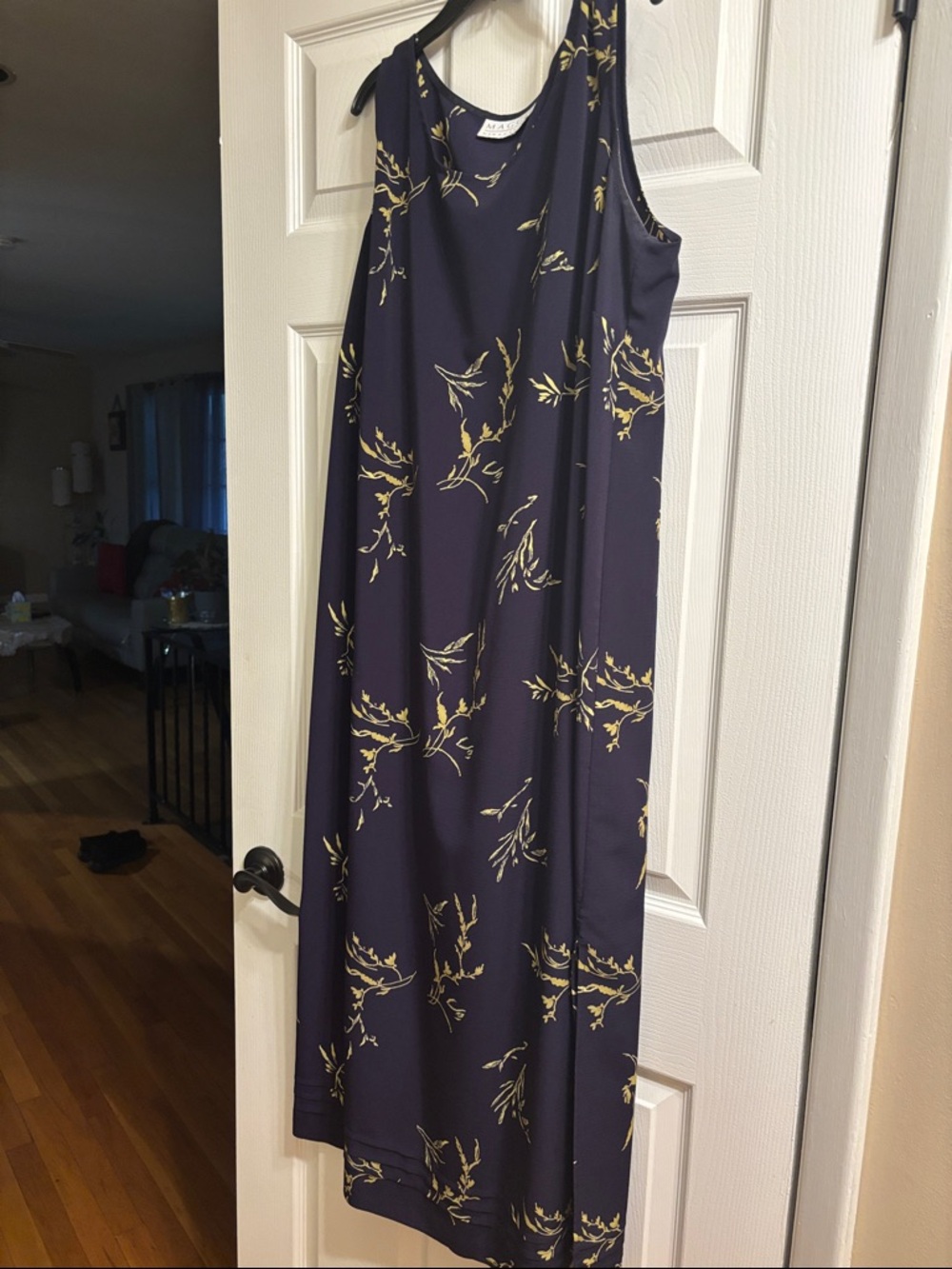 Navy Floral Sleeveless Maxi Dress